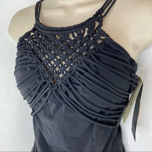 Profile by Gottex Fishnet High Neck One Piece Black Swimsuit size 12 - Picture 11 of 13